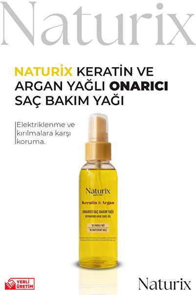 Naturix Keratin ve Argan Yağlı Onarıcı Saç Bakım Yağı 100 ml