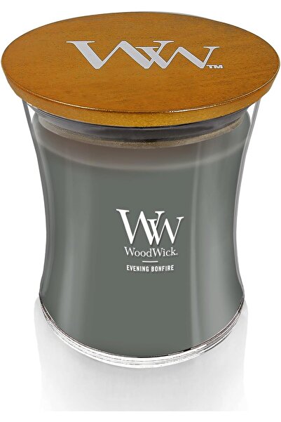 Generic WoodWick Medium Hourglass Candle - Evening Bonfire Scent, Soy Wax, Wooden Wick
