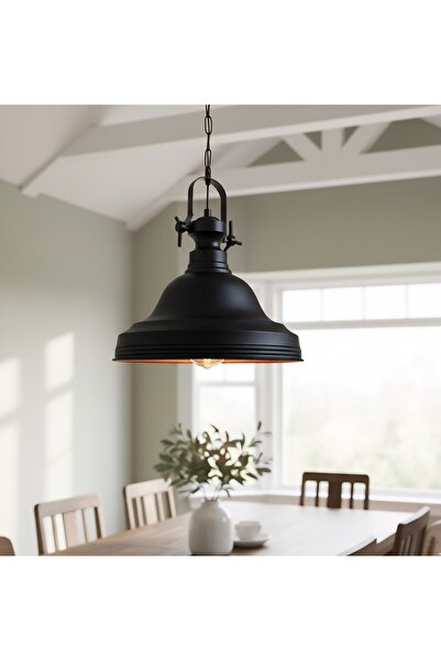 Retrolamp RTA107-108 Siyah Tekli Sarkıt Avize Salon Ofis Otel Restoran Avizeleri Tasarım Vintage Modelleri