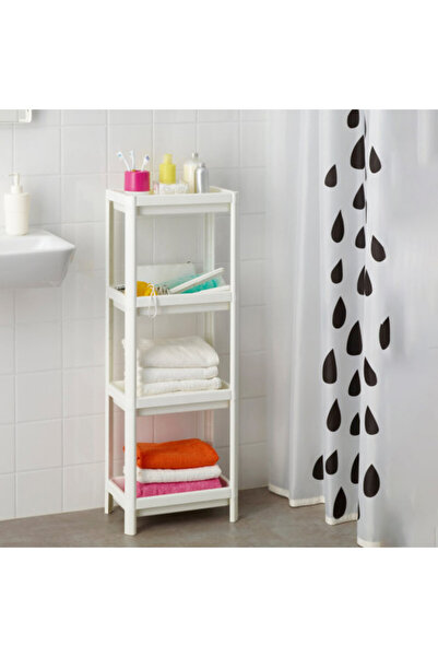 Artenova Etajera depozitare baie - bucatarie cu 4 rafturi din plastic, alb, DeDe