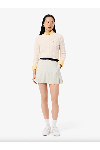 Lacoste Short Pleated Wool Blend Skirt