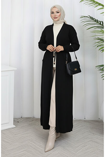 sefamerve Knitted pocket cardigan 0036-06 black