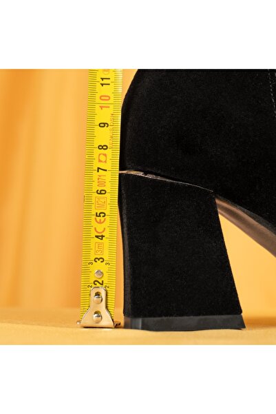 BMoD Women's black suede ankle boots with heel MOD07135