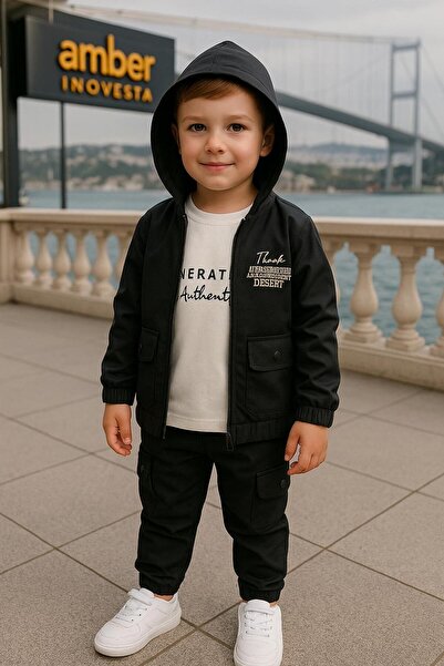 inowesta trend Момчешка блуза с качулка от софтшел Висококачествена парашутна материя Комплект от 3 части