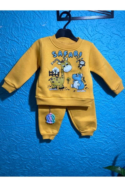 Beybisi Children's Unisex 3-Thread Fleece-Lined Pajama Set with Gift