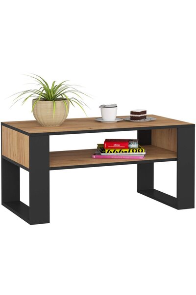 SERSIMO Masă de cafea Domi cu raft inferior, blat laminat, 92x50x45 cm, steja...