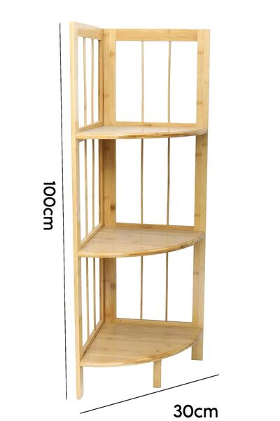 Noor رف زاوية خشبي 3 رفوف بتصميم انيق, مصنوع خشب البامبو , متعدد الاستخدامات , 30*100