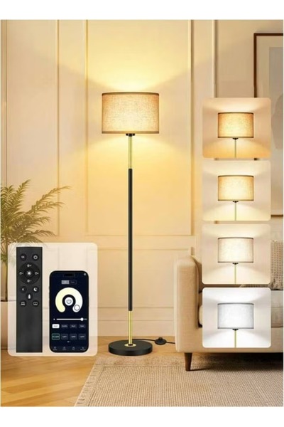 Tiokkss مصباح أرضي لغرفة المعيشة وغرفة النوم، مصباح قائم باللون الأسود الذهبي...