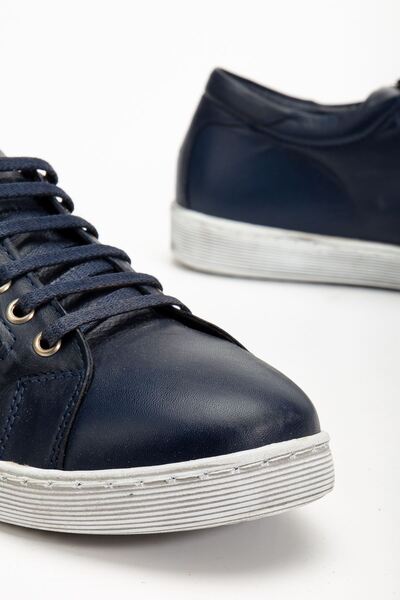 Hayalimdeki Ayakkabı Жіночі сині шкіряні кросівки на шнурівці із застібкою-блискавкою збоку