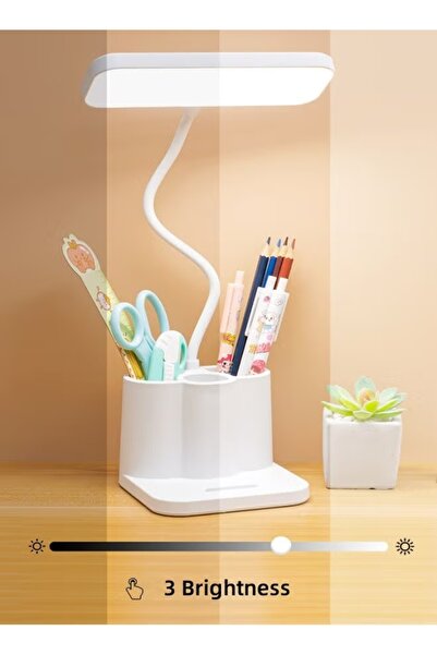 Generic Desk Lamp with Pen/Phone Holder Desk Light Study Lamp 3 Color Modes Stepless Dimming Eye Caring