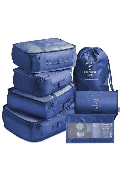 Yelajoy 7-Piece Dark Blue Packing Cubes, Lightweight Luggage Clothes Organize...