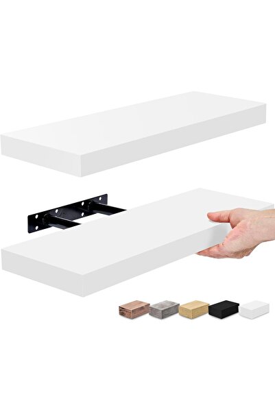 Sorbus Floating Wall Shelves - Set of 2 White Wooden 16-inch