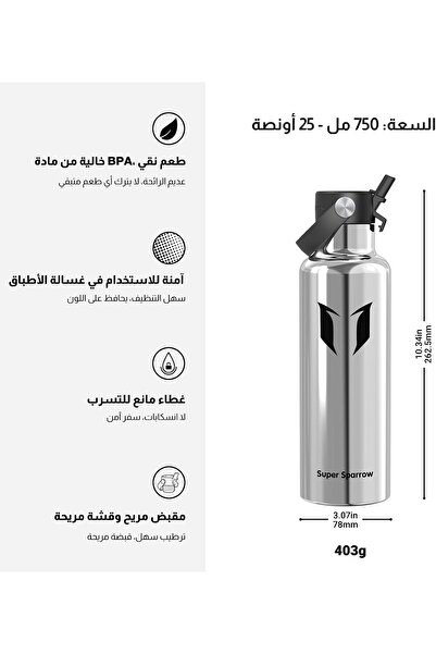 Super Sparrow Stainless Steel Insulated Water Bottle – 17/25/32 oz – Straw & FlipFlow Lid – BP