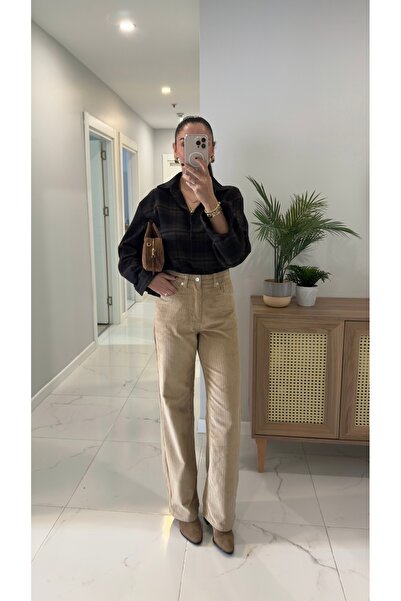 BİRCANÇİL ZR Dute Μπεζ βελούδινο ίσιο τζιν