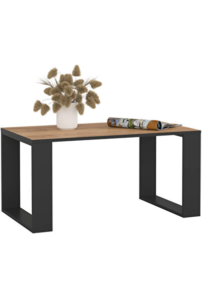 SERSIMO Masă de cafea NOX cu raft inferior, PAL laminat, 92x53x45 cm, stejar ...