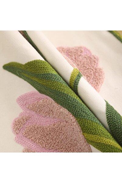 Generic Tosleo Embroidered Tulip Floral Pillow Covers, Pink, Set of 2, 45x45 cm