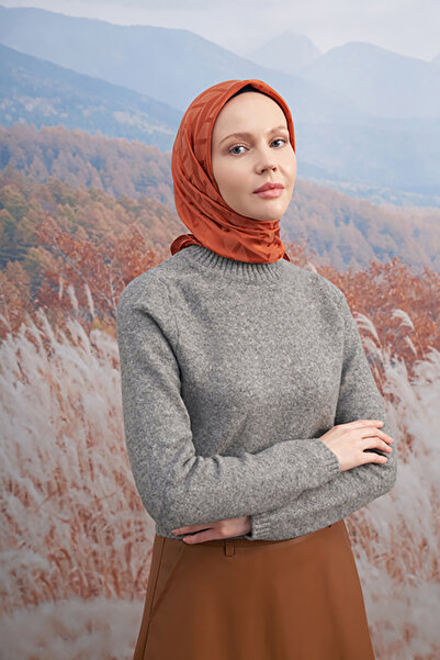 ARMANDA İTALYAN JAKAR ZİGZAG DESEN EŞARP - KİREMİT