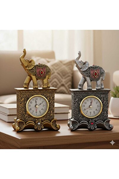 sfs elektrik biblo dekor saat fil şeklinde obje dekor masaüstü hediyelik fill...