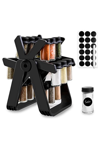 Arabest 360 Rotating Spice Rack, 18PCS Jar Kitchen Spice Organizer