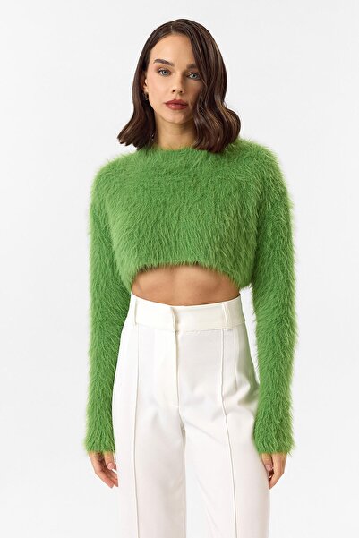 TIFFANY&TOMATO Bisiklet Yaka Crop Kazak