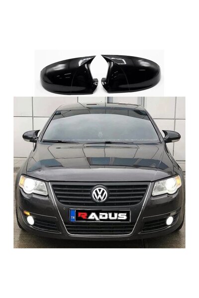 RADUS Set of 2 Radus® Batman-style Mirror Covers for Passat B6 2005-2010, Glossy Black