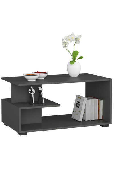 SERSIMO Masă de cafea, PAL laminat, 90x51x45 cm, gri grafit