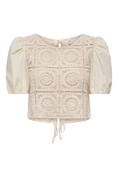 ONLY Onlcharis S/S Mix Top Jrs Women's White Blouse - 15346915