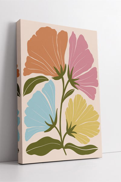 KOSS Dijital Tablou modern pe pânză cu model de flori colorate – Decor cu tem...