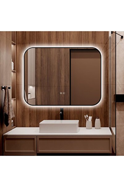 Smack Oglindă LED cu funcție tactilă și de dezaburire – ramă neagră, 80x60 cm, model J187-8060