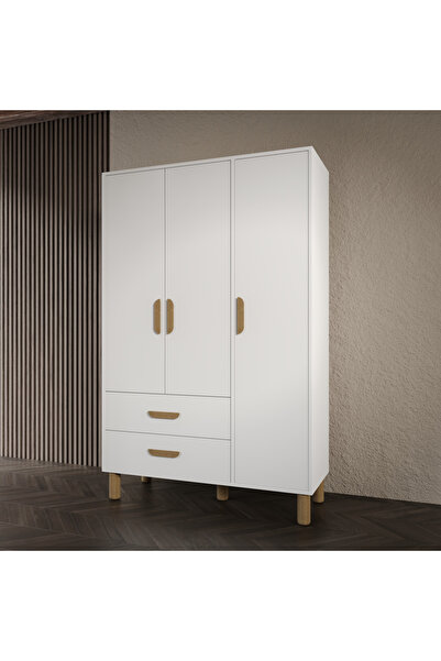 Afilli Bohem 2 Çekmeceli 3 Kapaklı Dolap Beyaz Tamamı Mdf