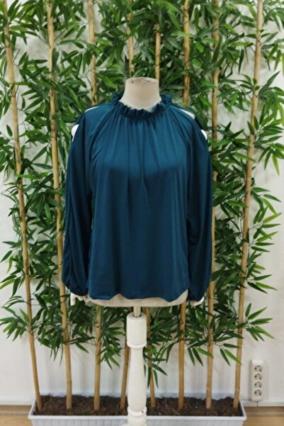 Mossta Shoulder Window Detail Sandy Blouse - Petrol Green