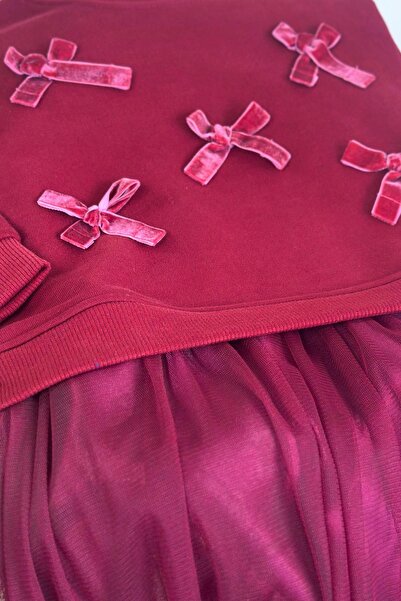 Monila Πρωτοχρονιάτικο φόρεμα για κορίτσια με κορδέλα και λεπτομέρεια από τούλι