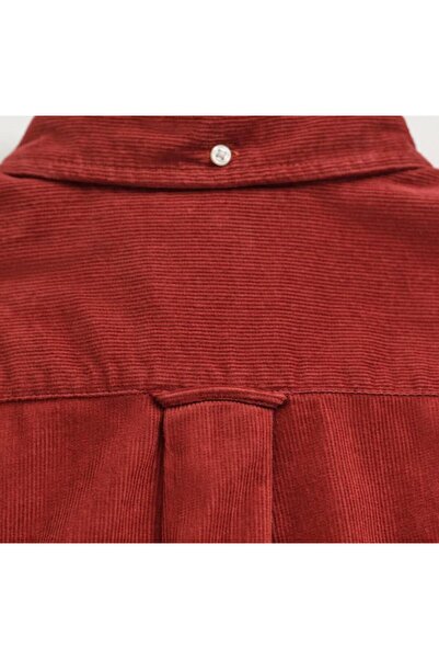 Gant Erkek kiremit Regular Fit Düğmeli Yaka Kadife Gömlek