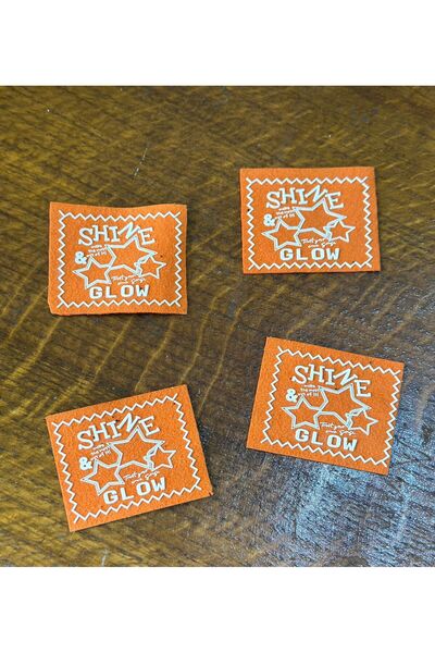 Gönülden Tasarım 4 BUCĂȚI DE PIELE ORANGE SCRIERE ARMĂ 5X4 CM