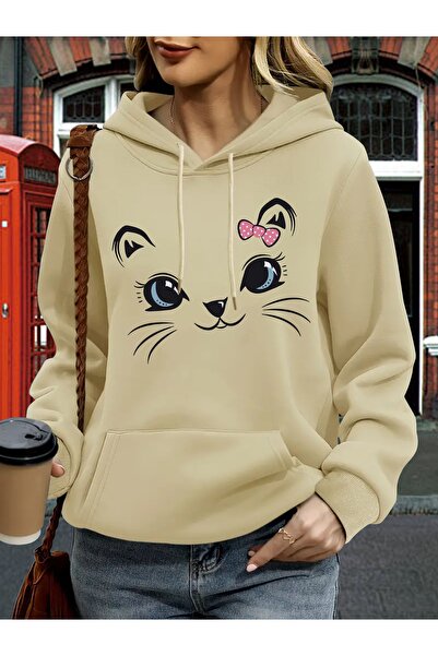 MODAVİBE Hanorac unisex cu glugă, imprimat, cu buzunar cangur