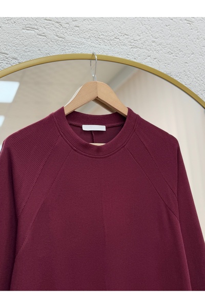 MİHRA STORE Φόρεμα Candella Reglan με μανίκια-AS4102 Βουργουνδία