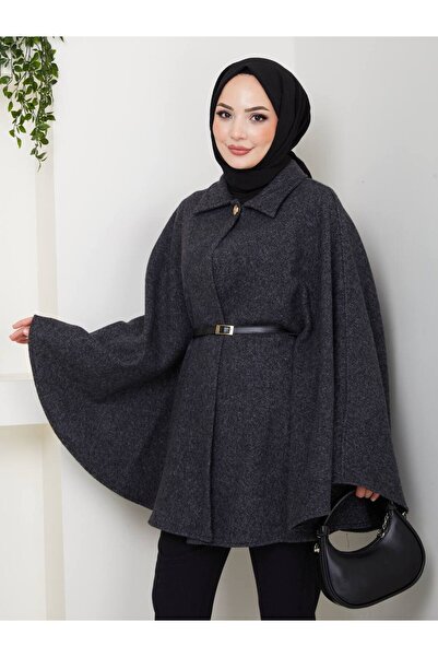 FERHEL Women's Shirt Collar Oversized Long Cashmere Poncho Fits All Sizes