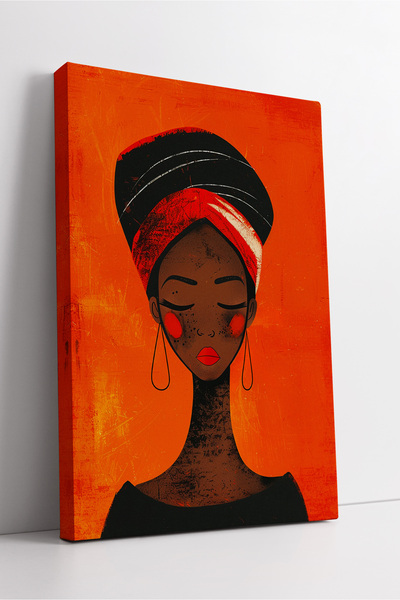 KOSS Dijital Portret de femeie africană, fundal portocaliu, stil minimalist, ...