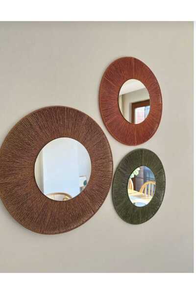 Matheryal Modern Dekoratif Üçlü Ayna Takımı 38*34*30