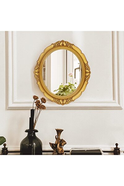 EAOUNDM Decorative Vintage Oval Wall Mirror 33×37.5 cm (Gold)