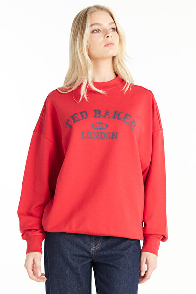 Ted Baker KIRMIZI KOLEJ BASKILI SWEATSHİRT