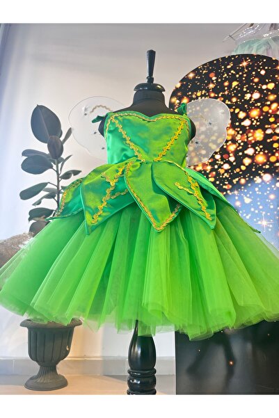 İkrabutikbursa Kız Çocuk Kanatlı Yeşil Renk Peri Kostümü, Peri Elbisesi, Part...