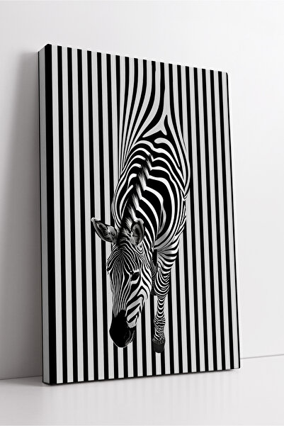 KOSS Dijital Tablou pe pânză cu zebră alb-negru, model geometric modern, artă...
