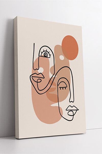 KOSS Dijital Pictură pe pânză cu fundal bej cu design abstract al feței – Dec...