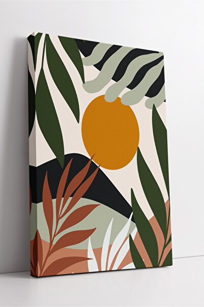 KOSS Dijital Tablou de pânză boho cu model abstract de soare și frunze – deco...