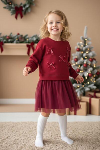 Monila Πρωτοχρονιάτικο φόρεμα για κορίτσια με κορδέλα και λεπτομέρεια από τούλι