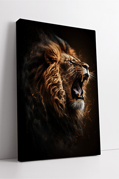 KOSS Dijital Pictură pe pânză cu portret de leu puternic, decor artistic de p...