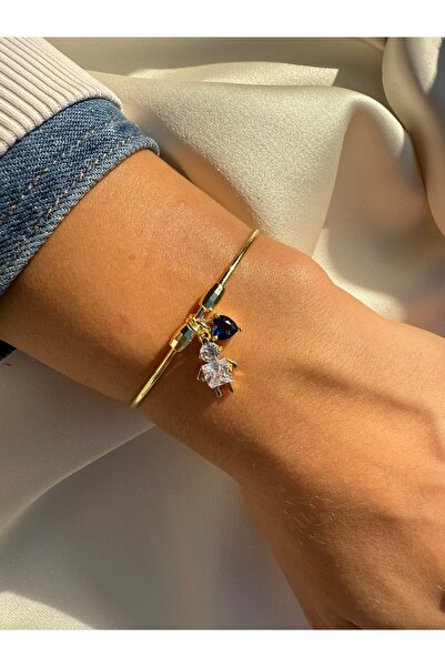 i-k global ticaret Altın Kaplama Erkek Çocuk Sembollü Kalp Detaylı Esnek Kelepçe