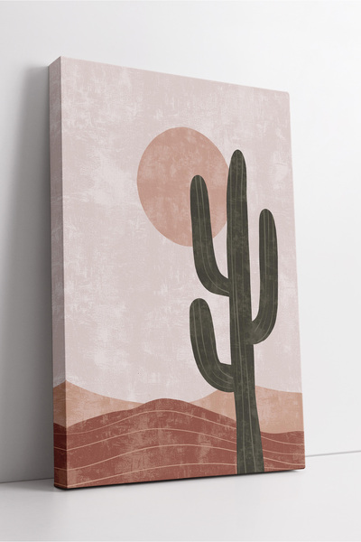 KOSS Dijital Boho Desert Cactus în tonuri de roz însorit Pictură minimalistă ...