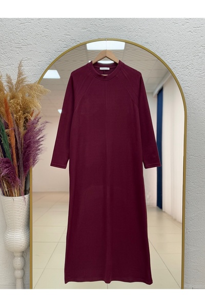 MİHRA STORE Φόρεμα Candella Reglan με μανίκια-AS4102 Βουργουνδία